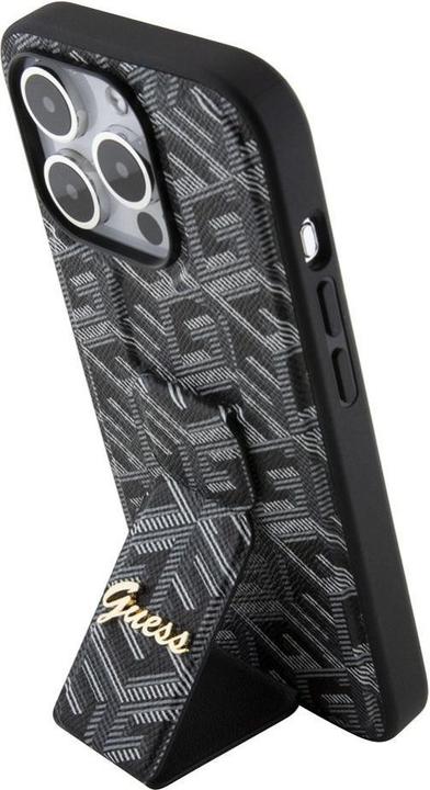 Actual product image Guess PU Grip Stand G Cube Case for iPhone 15 Pro Black (Apple iPhone 15 Pro)
