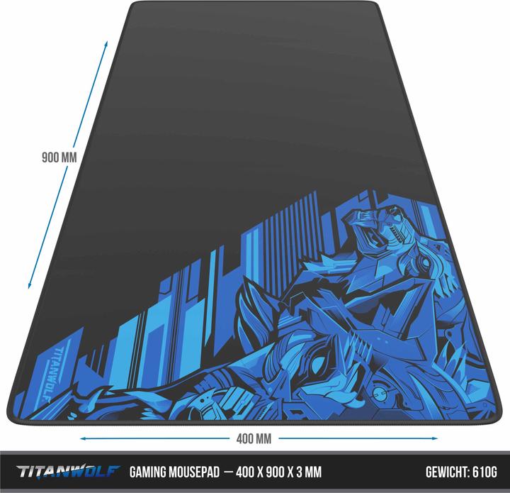 Actual product image Titanwolf Gaming Mouse Pad XXL, smooth fabric, speed mouse mat 900 x 400mm large surface, Vector Blue (XXL)