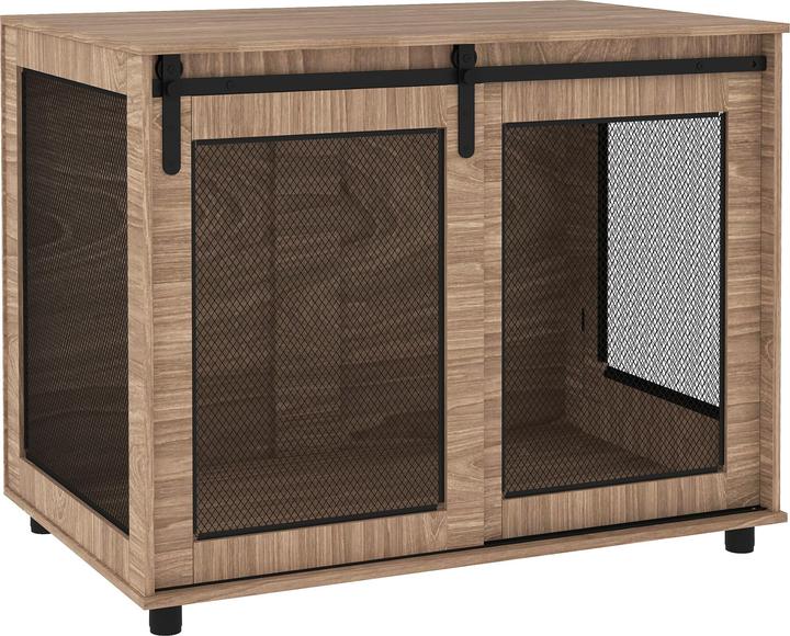 Actual product image PawHut Hundekäfig Spanplatte, Stahl Nussbaum