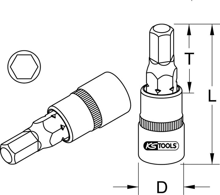 Produktbild KS Tools 3/8" Bit-Stecknuss Innensechskant (1/8")