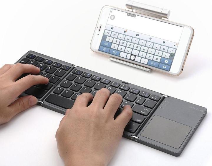 Produktbild Deltalabs Faltbare Mini Bluetooth Tastatur Keyboard (QWERTY) mit Touchpad (US, Kabellos)