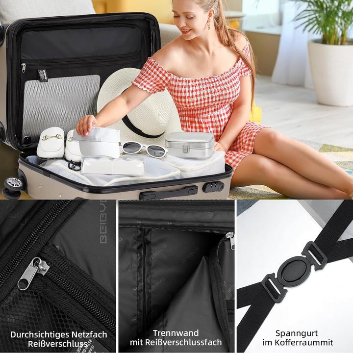 Immagine prodotto Beibye Hartschalen-Trolley (45 l, Bagaglio a mano (fino a 50 litri))