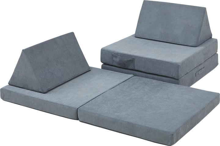 Produktbild En.Casa Spielsofa Norhulta 5-tlg. 120x66x46 cm Cord Grau (Kindersofa)