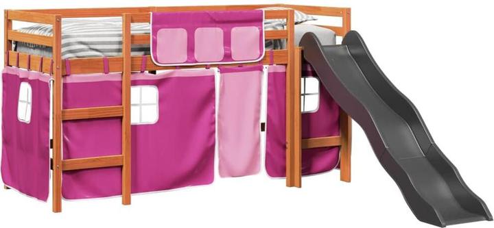 Image du produit VidaXL Lit superposé pour enfant avec rideaux Rose (90 x 190 cm)