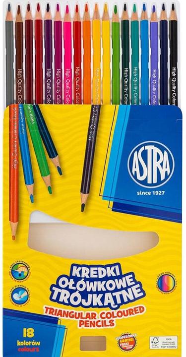 Actual product image Astra Buntstifte dreieckig 18 Stück mit Anspitzer (Multicoloured, 18 x)