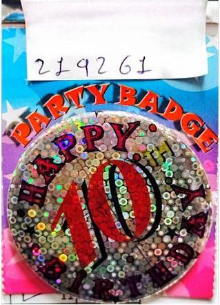 Generic PartyButton Happy 10th Birthday