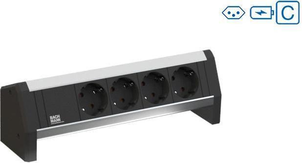 Actual product image Bachmann Desk 1 - 2 AC outlets - indoor - type J - aluminium - plastic - 301 mm - 1 pc (2 x, Type 13)