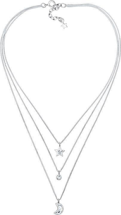Immagine prodotto Elli Collana Strato Luna Stella Cristalli Argento 925 (Argento 925, Cristallo di vetro, 40 - 45 cm)