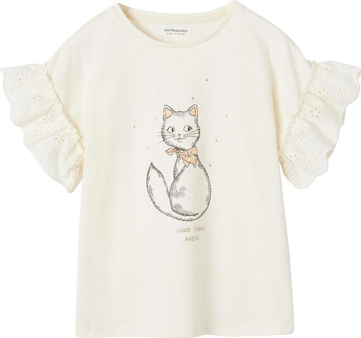 Vertbaudet Mädchen T-Shirt mit Volantärmeln, Bio-Baumwolle