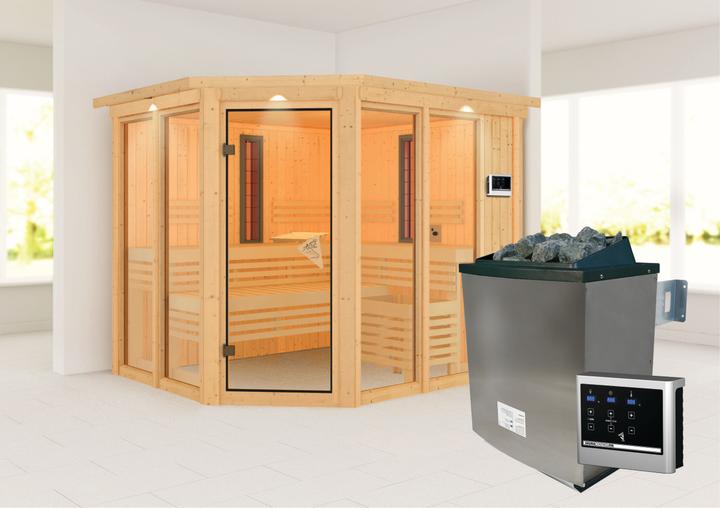 Produktbild Karibu Infrarotkabine Ava Eckeinstieg, Kranz (9 KW externe Steuerung)
