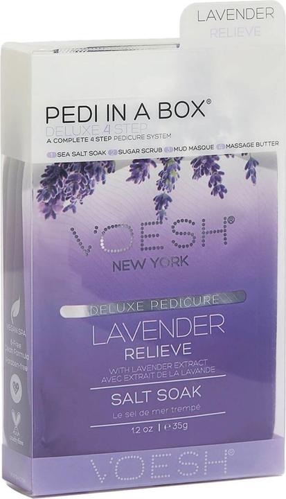 Voesh Pedi In A Box Deluxe 4 Step Lavender Relieve (Fusscrème & Fussgel, Fussmaske, Fussbad)
