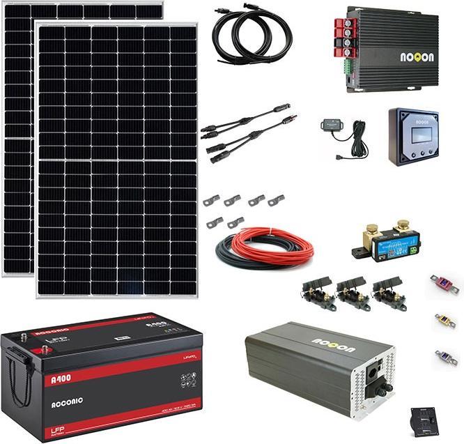 Produktbild Noqon Wohnmobil Solar Set 670W mit Batterie 400Ah(LiFePO4) und 3000W-Wechselrichter (NVS+Ladegerät) (670 W)