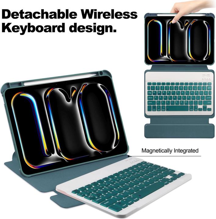 Actual product image Lobwerk 3in1 Bluetooth Keyboard (White) + Mouse (Black) + Cover for Apple iPad Pro 11 2024 M4 5th generation (X)