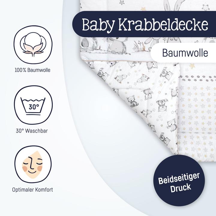 Produktbild Julius Zöllner Krabbeldecke 95/135, Häschen und Eule