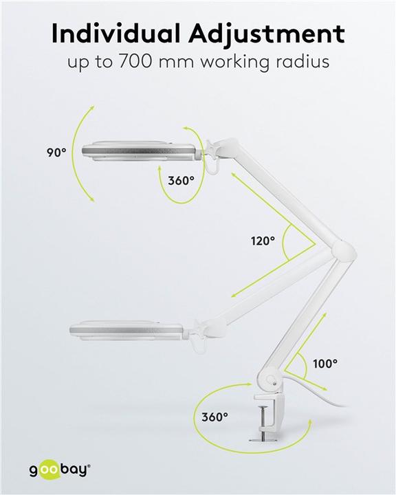 Image du produit Goobay Lampe loupe à pince à LED, 8 W (650 lm)