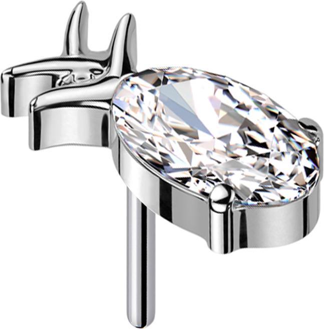 Star Piercing Threadless Ananas silber Kristall silber (Titan G23, ohne Messing)