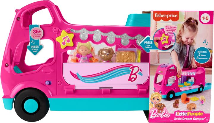 Fisher-Price Little People Barbie Little Dreamcamper playset with lights and sounds, 2 figures (85)
