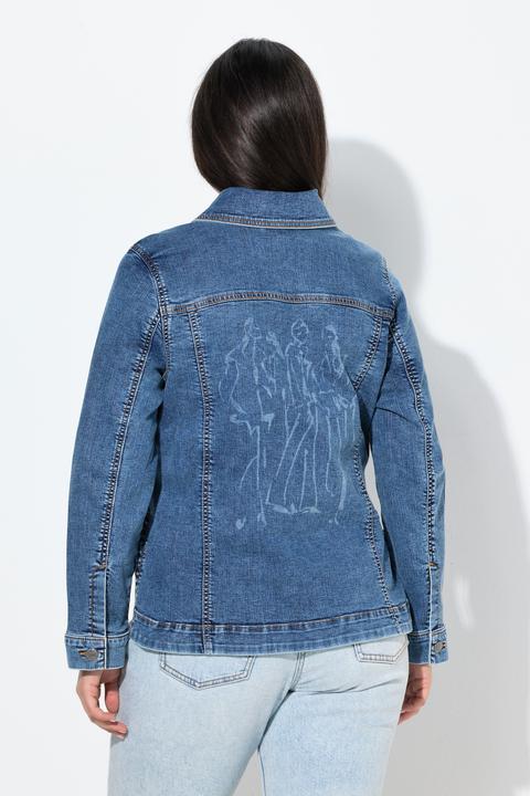 Produktbild Ulla Popken Jeansjacke, Rückendruck, Oversized, Hemdkragen (62)