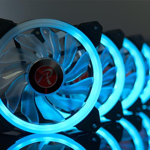 Actual product image Raijintek Iris 12 Rainbow A-RGB LED fan, set of 3 incl. controller (120 mm, 3 x)