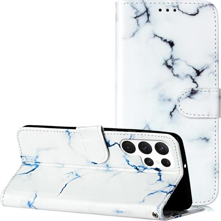 Actual product image Cover-Discount Leather case cover Marble white (Samsung Galaxy S24 Ultra)