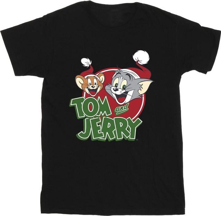 Tom & Jerry Christmas Hat Logo TShirt (L)