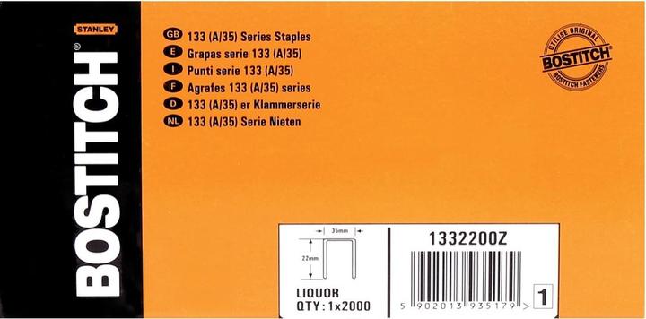 Bostitch Karton Klammern 22 mm Liquor 2000 Stk. für DSA-3522-E / DS-3522-E / MS-3522-E / T541402 ( 1 (1 x)