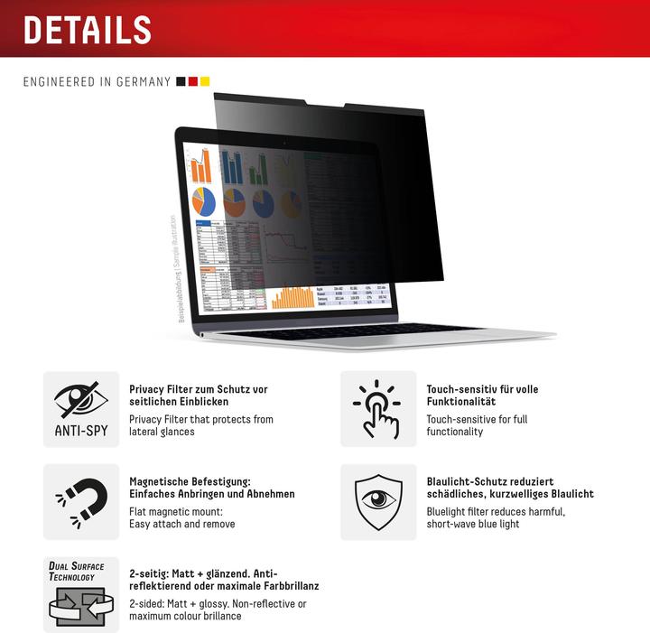 Produktbild Displex Privacy Safe, Laptop Blickschutzfilter (12.50", 3 : 2)