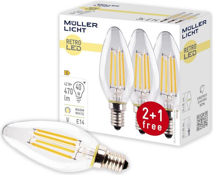 Produktbild Müller Licht Kerze (E14, 4 W, 470 lm, 3 x, E)