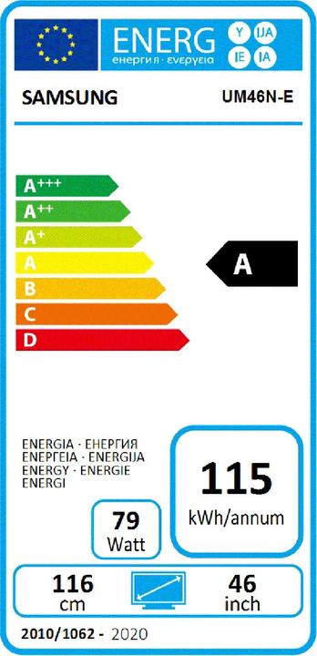 Energie-Label Samsung UM46N, Videowall Display (1920 x 1080 Pixel, 46")