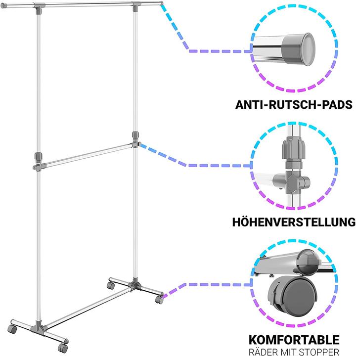 Actual product image Sanawatec Heavy duty clothes rack on rollers