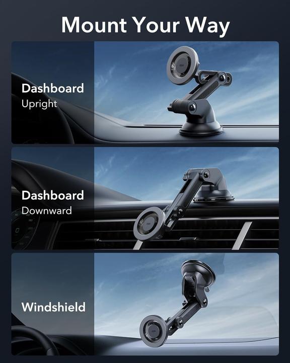 Actual product image ESR Halolock Magnetic Magsafe Dashboard Adjustable Car Mount Black