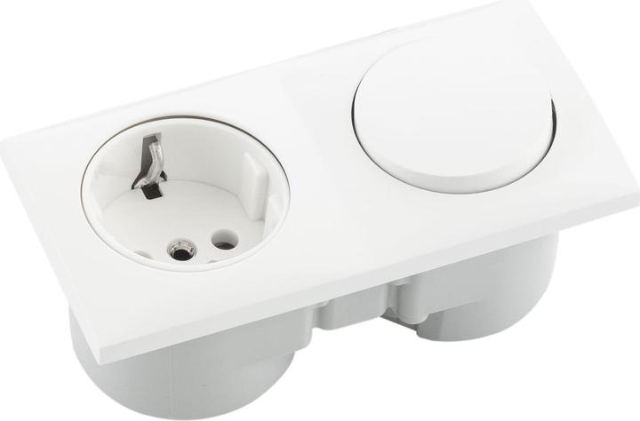 Produktbild Berker Integro Flow Schalter polarweiss glänzend + Steckdose polarweiss
