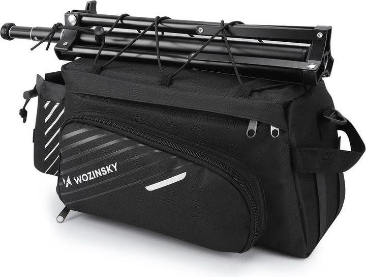 Actual product image Wozinsky bike carrier bag with 9l shoulder strap (rain cover included) black (WBB22BK) (9 l, Luggage carrier bag)
