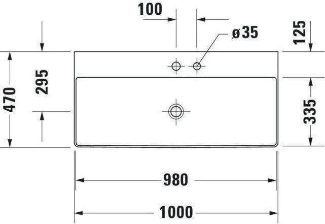 Produktbild Duravit Möbelwaschtisch DuraSquare 100 x 47 cm weiss 2353100041 (470 mm, 1000 mm)