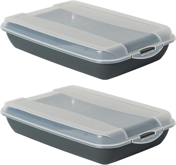 Immagine prodotto Novaliv 2er-Set Anthrazit Premium Aufschnittbox mit Transparentem Deckel, Frischhaltedosen für Wurst