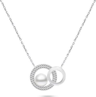 Brilio Silver - Charming silver necklace with genuine pearl NCL65W