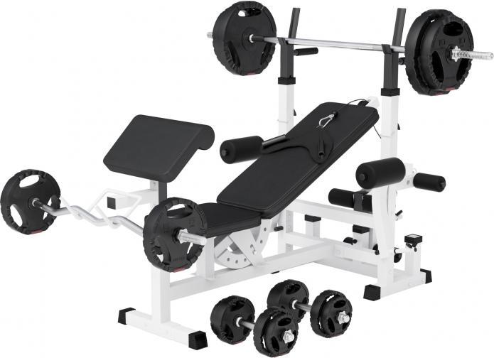 Produktbild Gorilla Sports Hantelbank Kraftstation & Langhantelset