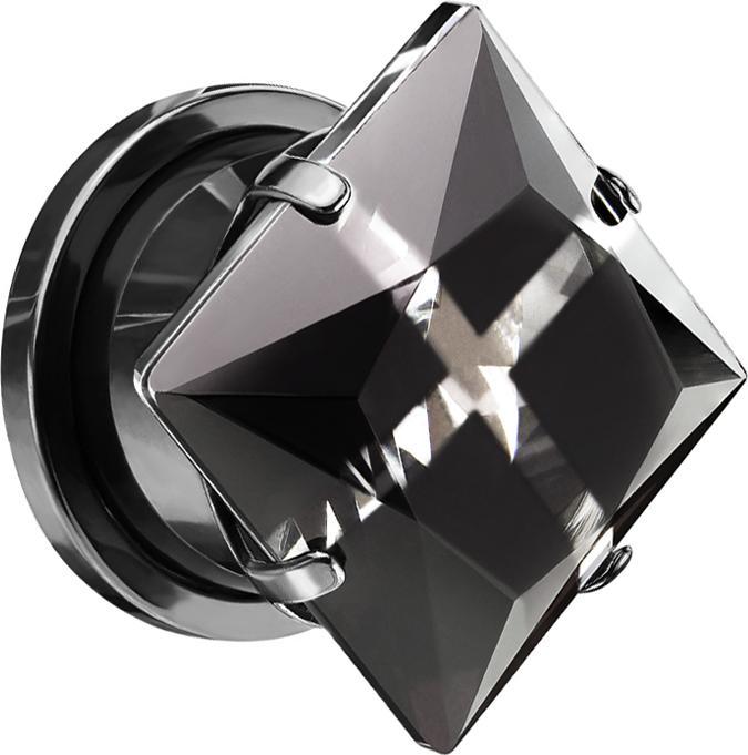 Star Piercing Flesh Plug schwarz mit grossem Kristall und Kreuz (ohne Messing, Chirurgenstahl 316L)