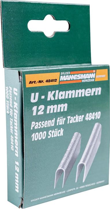 Produktbild Mannesmann Ersatzklammern 12 mm U-Form, für Tacker 48410