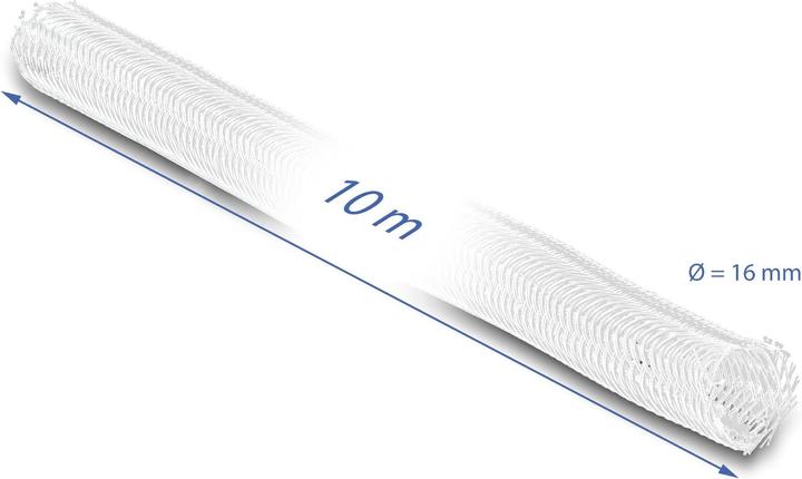Productafbeelding Delock Gevlochten slang zelfsluitend 10 m x 16 mm wit (Kabeldoorvoer, 1000 cm)