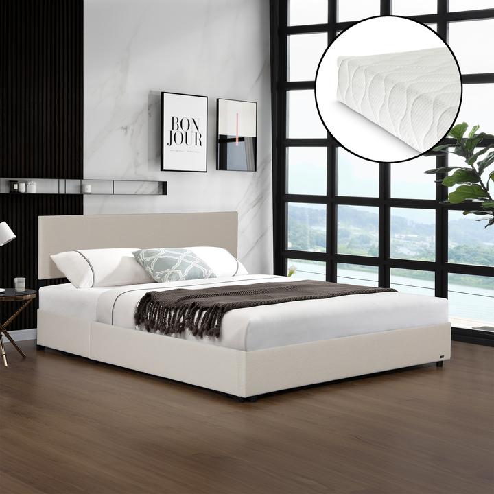 Produktbild Corium Polsterbett Juva mit Matratze und Bettkasten 160x200 cm Beige (160 x 200 cm)