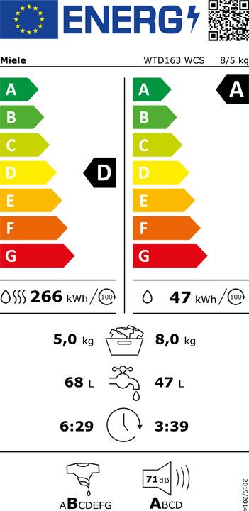 Energie-Label Miele WTD163 WCS
