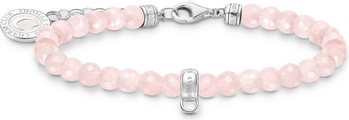 Thomas Sabo Member Charm-Armband mit rosa Beads Silber (19 cm, Emaille, Silber 925)