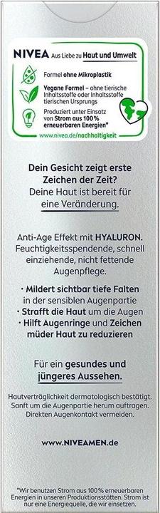 Image du produit NIVEA MEN Crème pour les yeux hyaluronique anti-âge pour hommes (Crème, 15 ml, Jour + nuit)