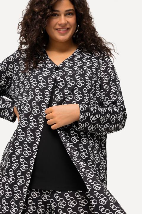 Produktbild Ulla Popken Jerseyjacke, Ringmuster, A-Linie, V-Ausschnitt (50, 52)