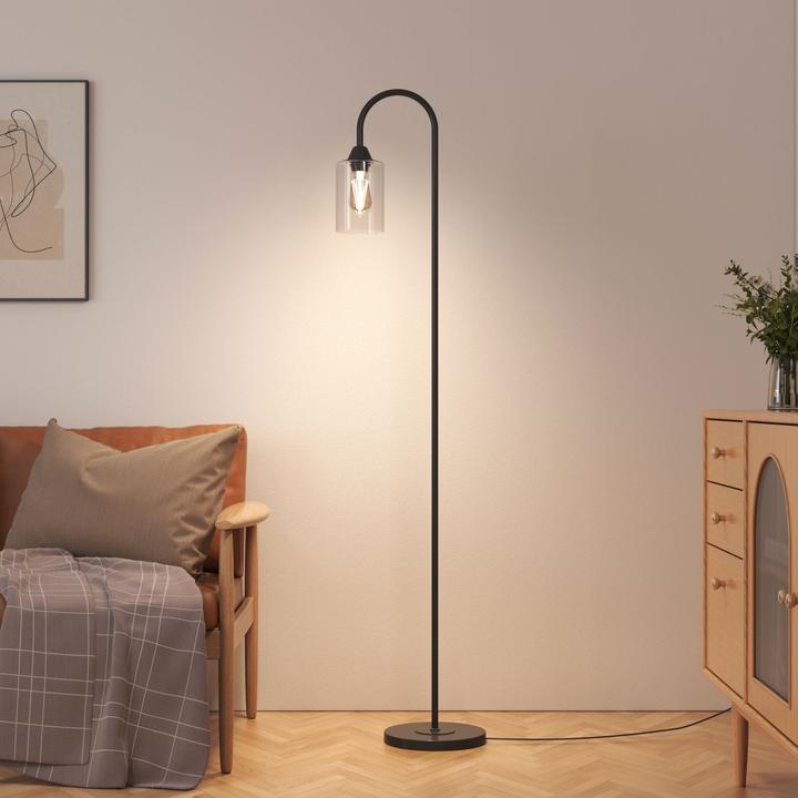 Actual product image Emke Kyle Floor Lamp, E27 Glass Floor Lamp with Foot Switch, Black (E27)