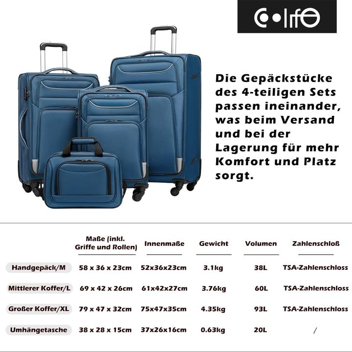 Actual product image Coolife 2-teiliges Handgepäck-Set (Hand luggage (up to 50 litres))