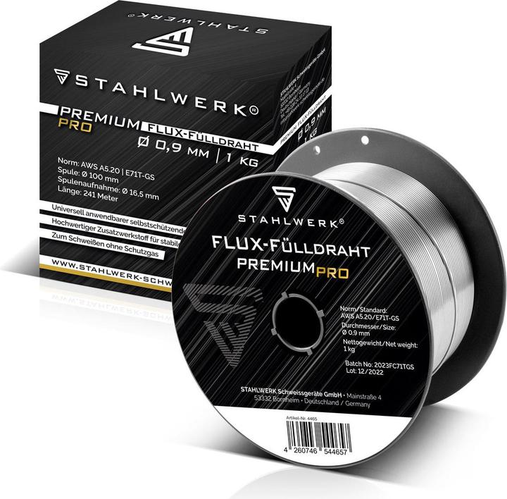Produktbild Stahlwerk Schweissdraht MIG MAG Premium Fülldraht E71T-GS Ø 0,9 mm S100/D100 1 kg