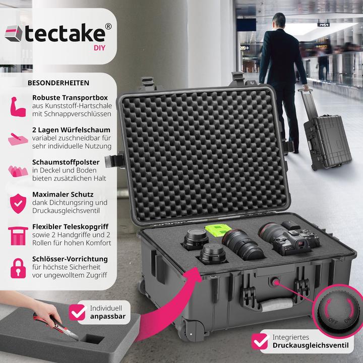 Produktbild tectake Transportkoffer rollbar mit Teleskopgriff (2 Teile)