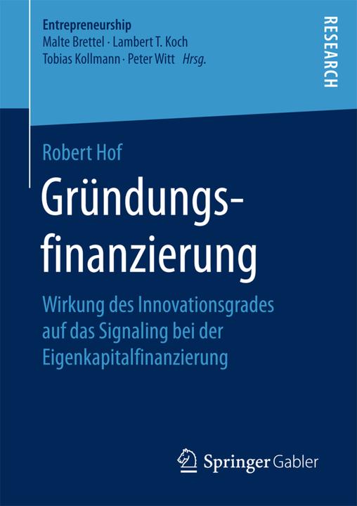 Produktbild Gründungsfinanzierung (Robert Hof, 2016)
